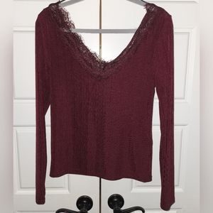H&M Maroon plunging neckline. Long sleeves.